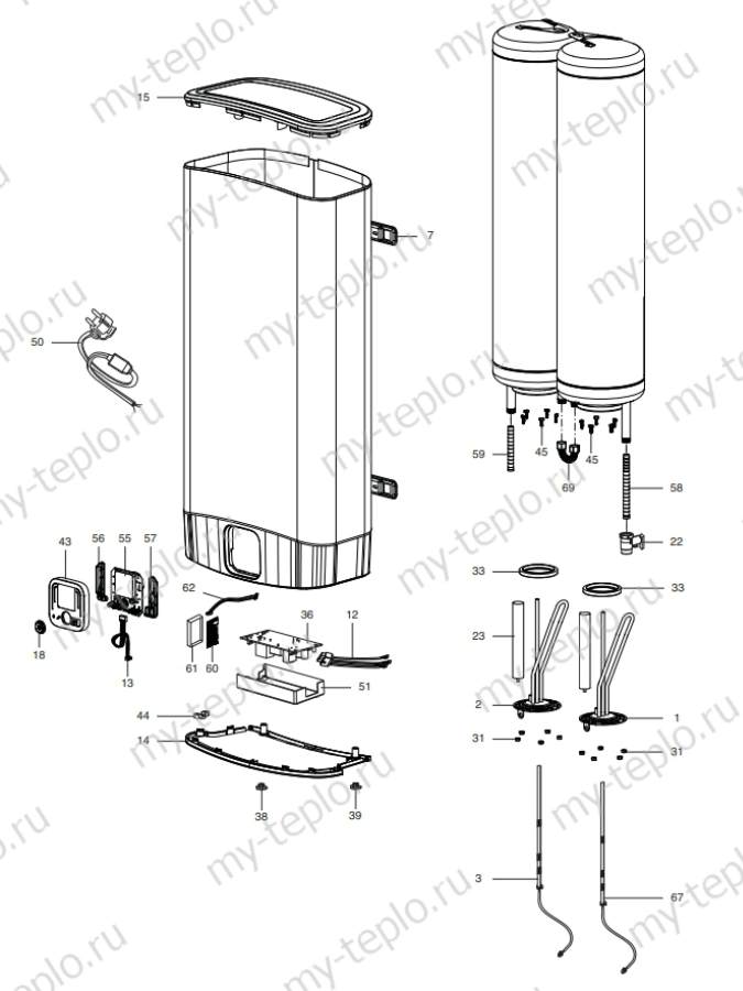 Запчасти для Ariston ABS VELIS EVO WIFI: схема Запчасти Ariston ABS VELIS EVO WIFI купить в Шадринске