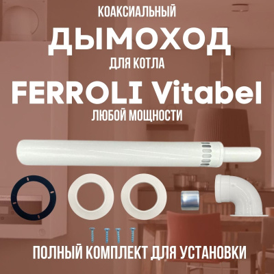 Дымоход для котла FERROLI Vitabel любой мощности, комплект антилед (Китай) (DYMvitabel)